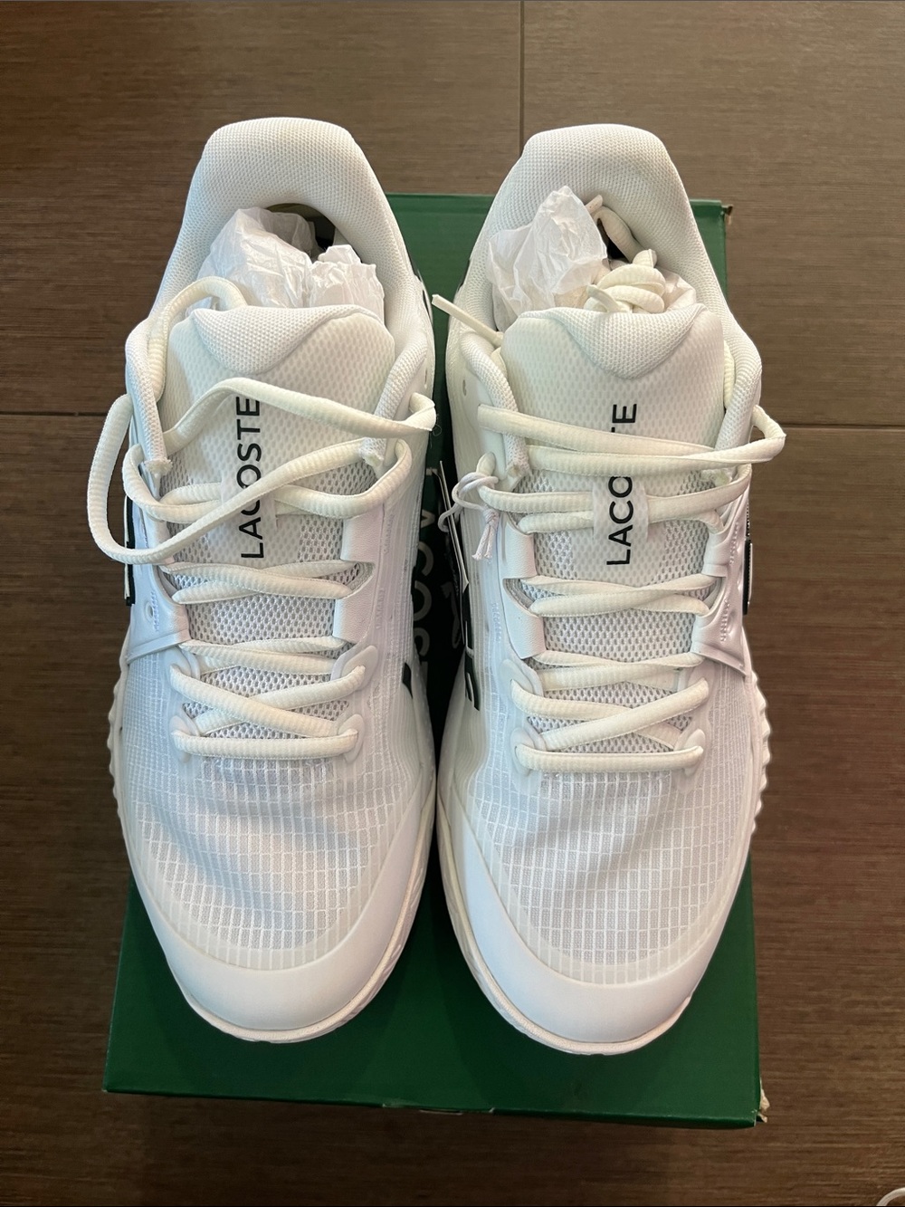 Lacoste Men’s Power Serve White Mesh Athletic Tennis Court Shoes